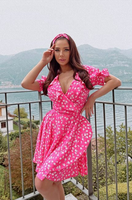 light pink and orange dress Lovelo Baby Pink Swiss Dot Cotton Maxi Dress